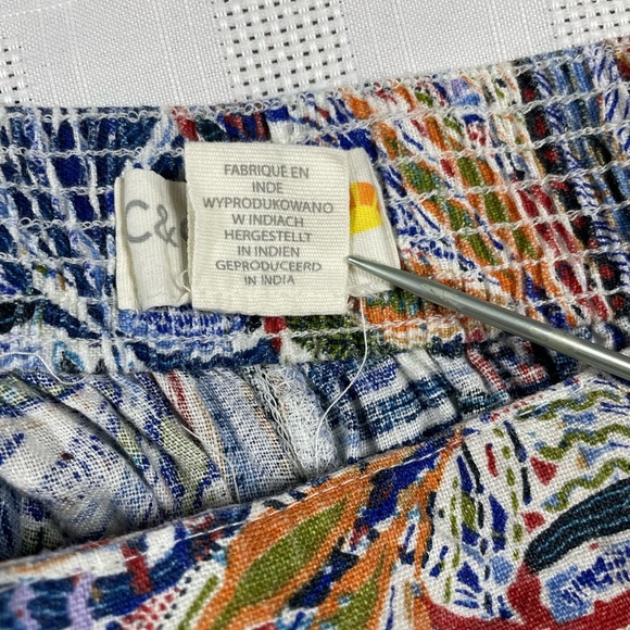 C&C California Linen Wide Leg Crop Pants Tropical Leaf Print Size L - Picture 6 of 12